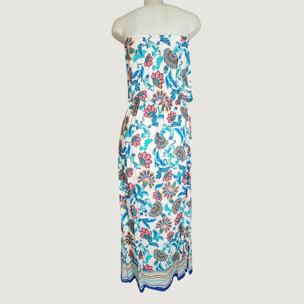 Women's Tommy Bahama Fira Bandeau Maxi Dress Sz XS Floral Paisley Strapless Boho - Picture 2 of 11